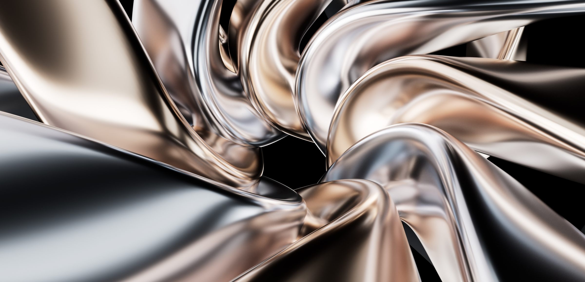 Spirale della geometria della curva metallica, rendering 3d